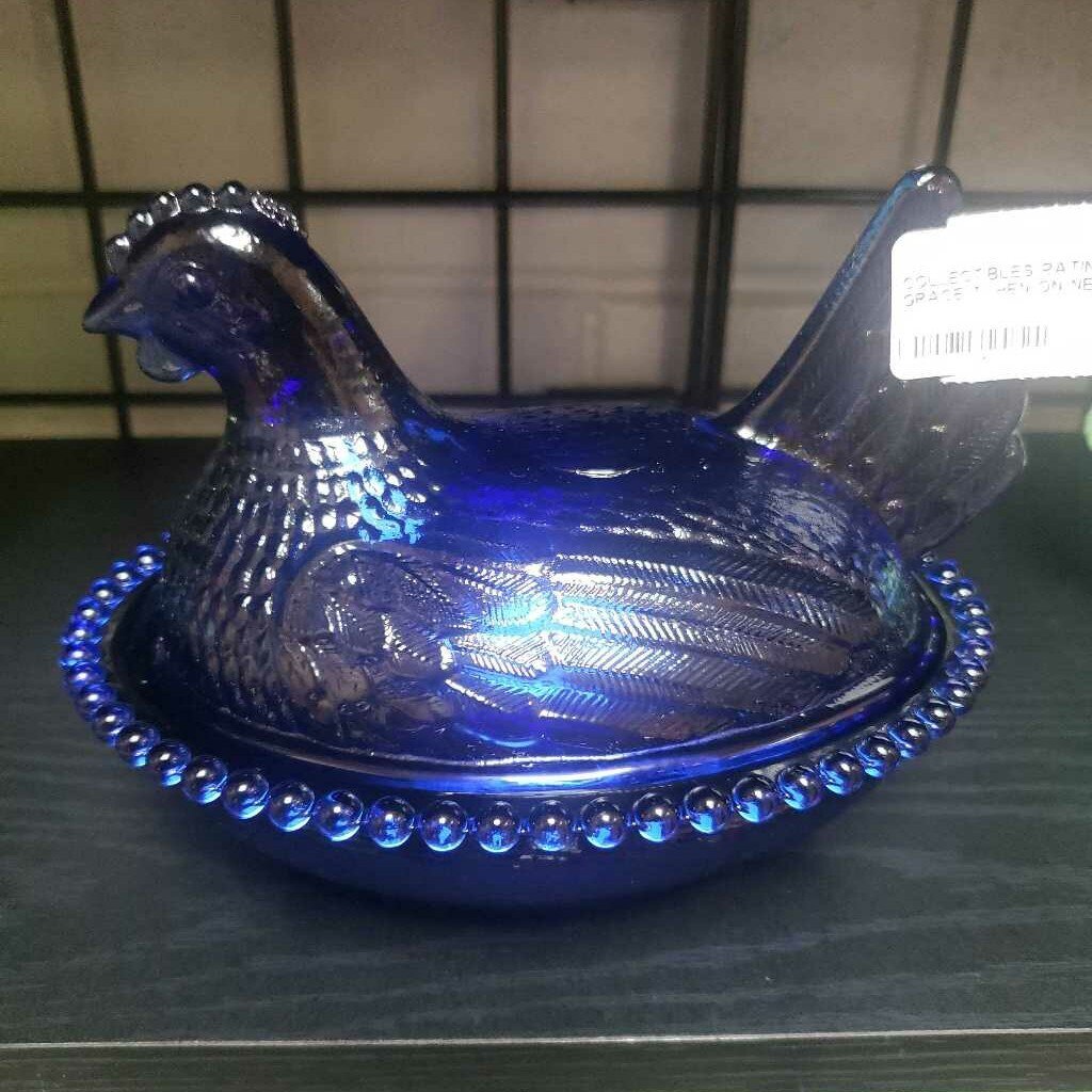 7" HEN ON NEST BLUE