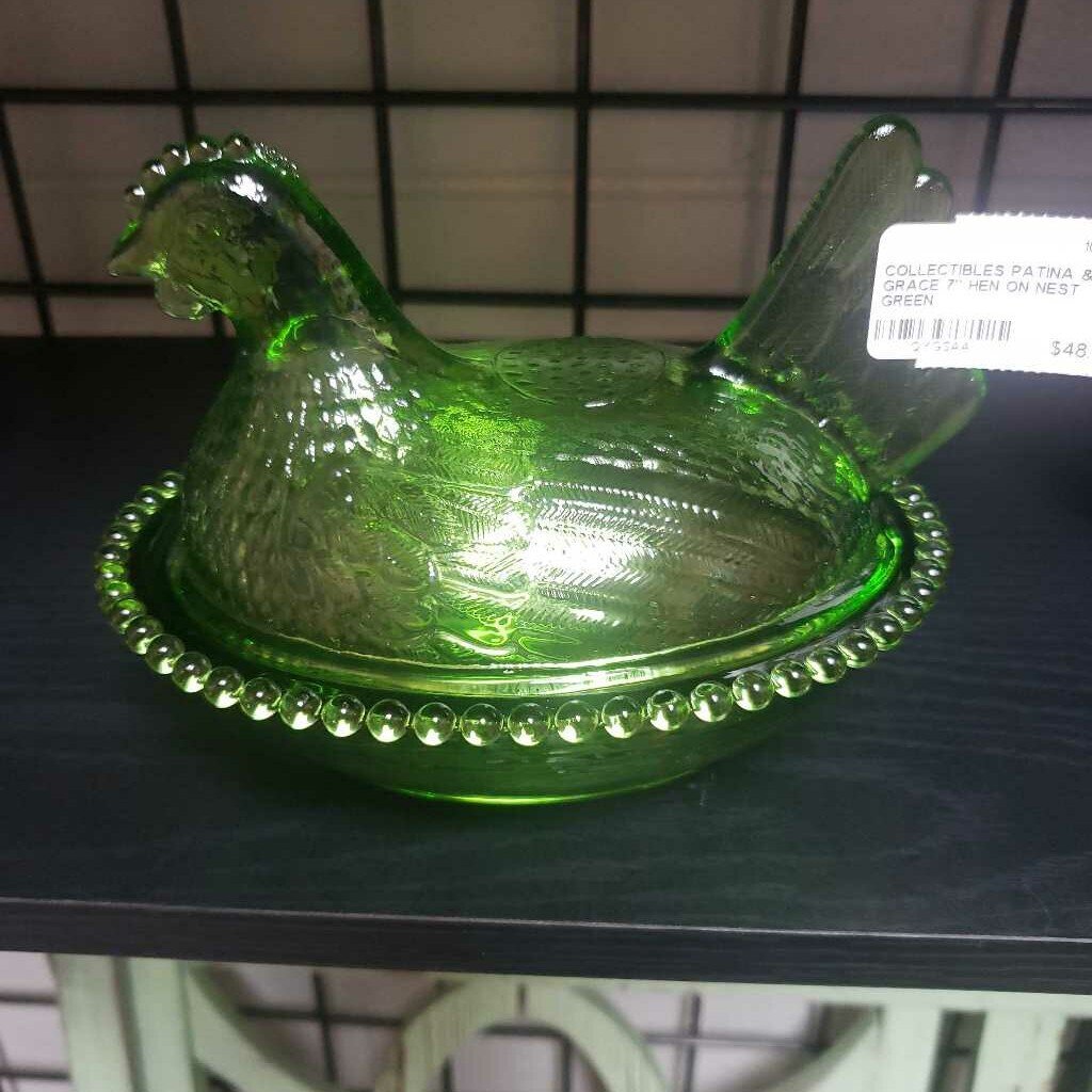 7" HEN ON NEST GREEN