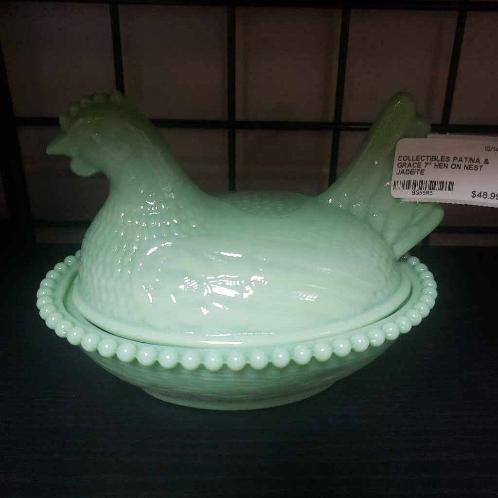 7" HEN ON NEST JADEITE