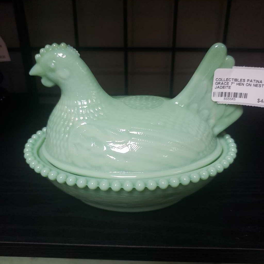 7" HEN ON NEST JADEITE
