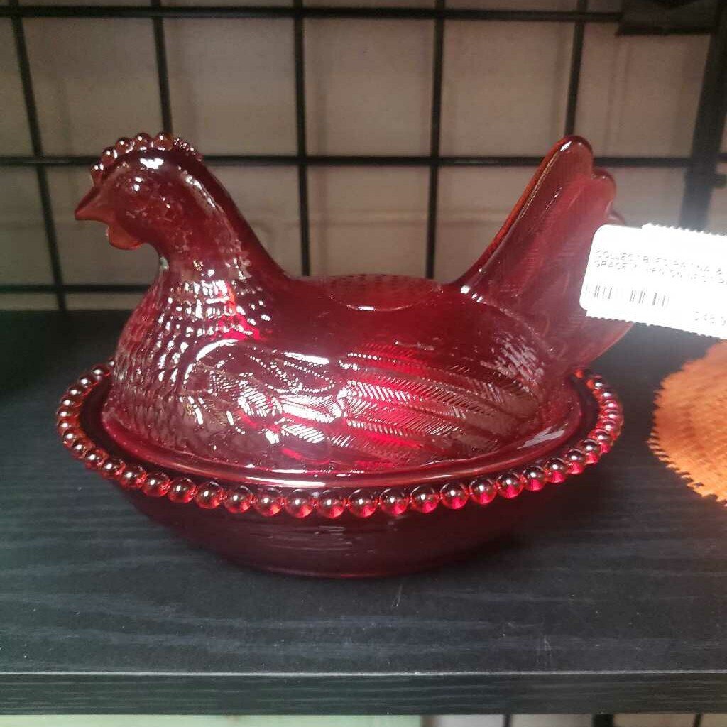 7" HEN ON NEST RED